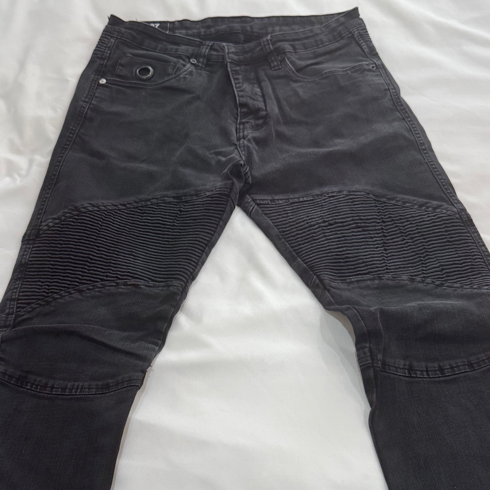 CR7 Cristiano Ronaldo / Stylish Black Biker Jeans